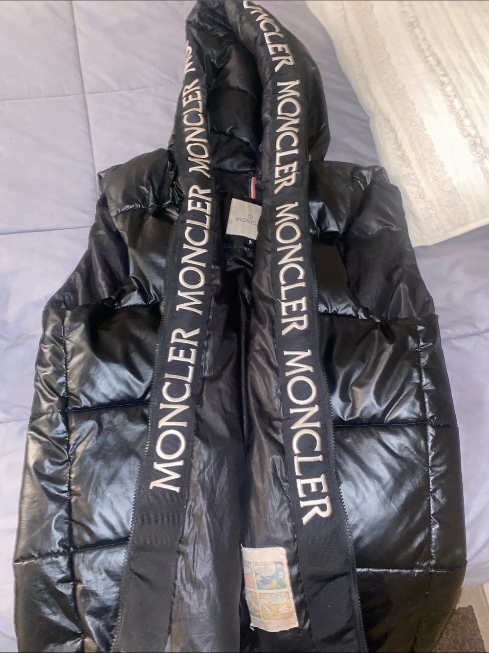 Moncler Men's Black Quilted Hooded Puffer Vest with Logo Trim